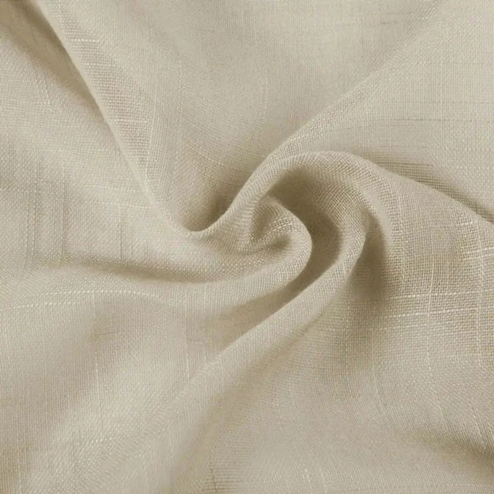 TwoPages Flynn Airy Light Linen Sheer Curtain Pleated Light Brown (2) 52
